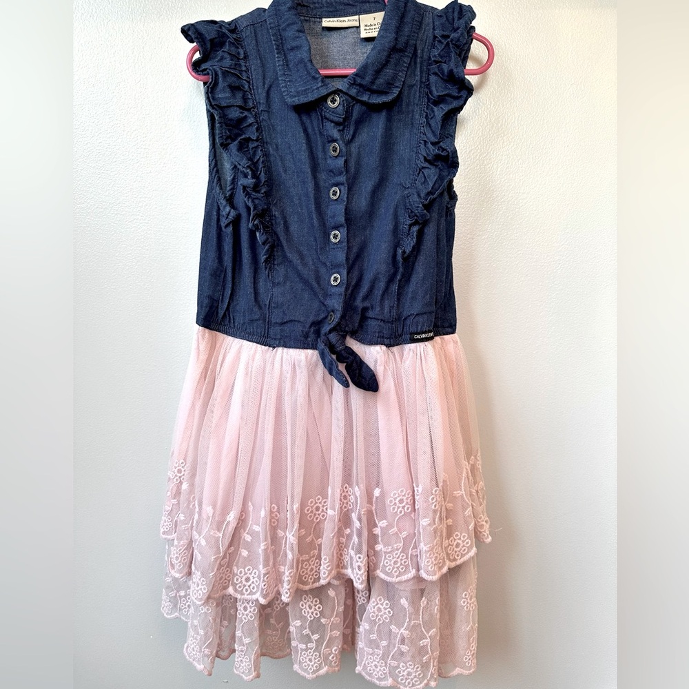 Girls Calvin Klein Jean button dress